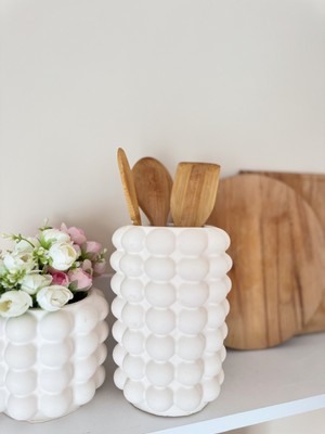 Nonno Dekor Baloncuklu Kaşıklık, Baloncuklu, Bubble Vazo Dekorasyon, Dekor Saksı, Bubble Dekoratif Çiçeklik Vazo