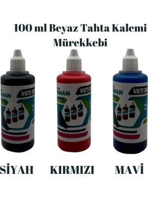 Beyaz Tahta Kalemi Mürekkebi 100 ml ( Siyah -Kırmızı-Mavi)