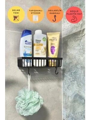 Mirun Yapışkanlı Banyo Rafı, 2'li Banyo Düzenleyici, Banyo Organizer, Şampuanlık, Plastik