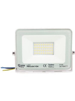 Zmr 30 Watt - 220 Volt 6500K IP65 150* Işık Açısı Beyaz Slim Kasa LED Projektör