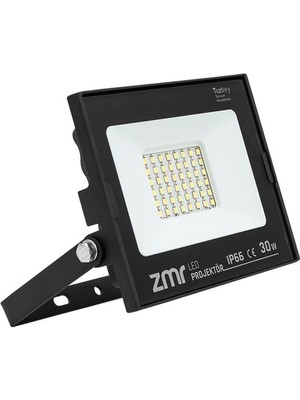 Zmr 30 Watt - 220 Volt 6500K IP66 150* Işık Açısı Siyah Slim Kasa LED Projektör