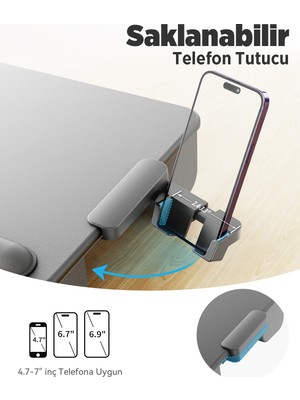 Saiji Gx3 Taşınabilir Laptop Standı Geniş Pvc Deri Yüzey, Katlanabilir Telefon Yuvası, 17″ Inç Laptop ve Telefon Uyumlu, Hafif ve Ergonomik Tasarım ile Yatak, Kanepe Veya Seyahat Için Fonksiyonlu Masa