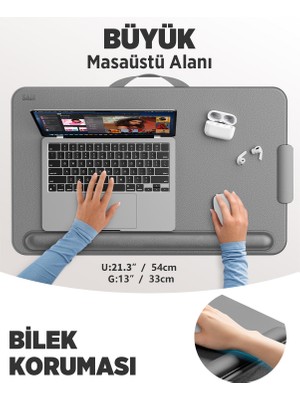 Saiji Gx3 Taşınabilir Laptop Standı Geniş Pvc Deri Yüzey, Katlanabilir Telefon Yuvası, 17″ Inç Laptop ve Telefon Uyumlu, Hafif ve Ergonomik Tasarım ile Yatak, Kanepe Veya Seyahat Için Fonksiyonlu Masa