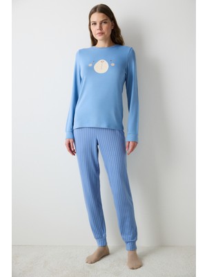 Penti Cute Bear Açık Gri  Pantolon Pijama Takımı