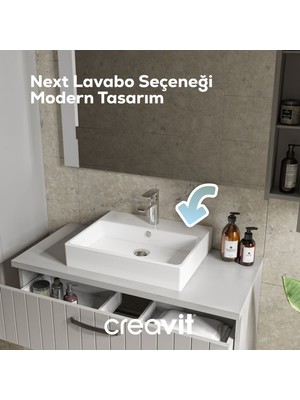 Creavit D10 Next Lavabo Dolabı Iki Çekmeceli 100 cm Lake Kapak