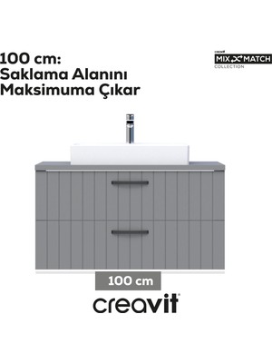 Creavit D10 Next Lavabo Dolabı Iki Çekmeceli 100 cm Lake Kapak