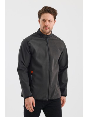 Alexandergardı Dik Yaka Fermuarlı Astarsız Içi Polar Su Itici Softshell Kumaş Mont (E24-MNT-02)