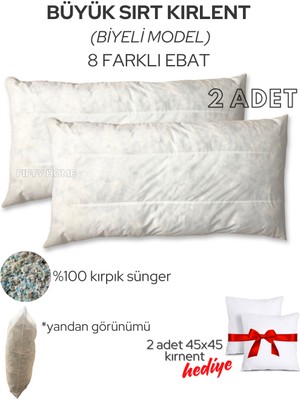 Fifty Home 2li Büyük Sırt Kırlent Iç Dolgu - 8 Farklı Ebat - Koltuk Sırt Kırlenti Minder Biyeli Model