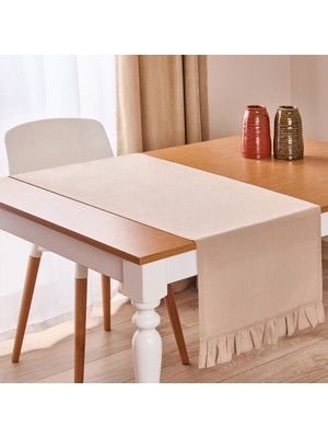 Evidea Soft Ravello Fırfırlı Runner - Bej - 50X130 cm