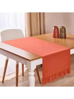 Evidea Soft Ravello Fırfırlı Runner - Kiremit - 50X130 cm