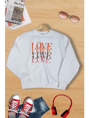 Kübra tekstil Kadın Love Baskılı Sweatshirt KT01899