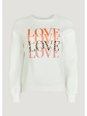 Kübra tekstil Kadın Love Baskılı Sweatshirt KT01899