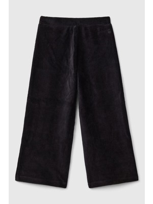 Kız Çocuk Geniş Şönil Pantolon - Siyah