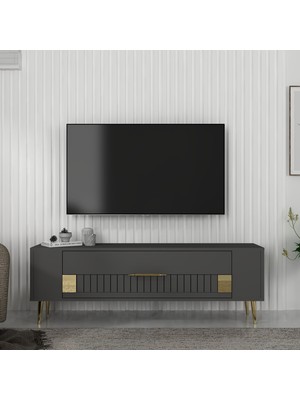 Demonte Decor RETROLP4DD Tv Sehpası Antrasit-Altın