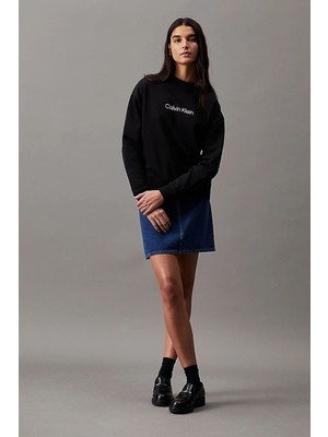 Kadın Ck Hero Logo Sweatshirt - Siyah