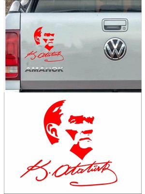 Sticker Usta Atatürk Silüet Atatürk Imza Sticker Araba Oto Motosiklet Karavan Sticker 00619
