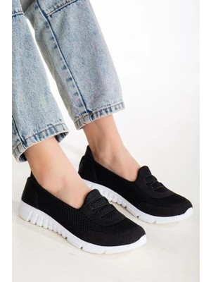 Afilli Afilli kadın Siyah Günlük Spor Bağcıksız Rahat Hafif Memory Anne Yürüyüş Ayakkabı