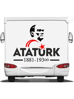 Sticker Usta Atatürk Yazı ve Silüet Ay Yıldız Sticker Etiket Araba Oto Motosiklet Karavan Sticker 00621