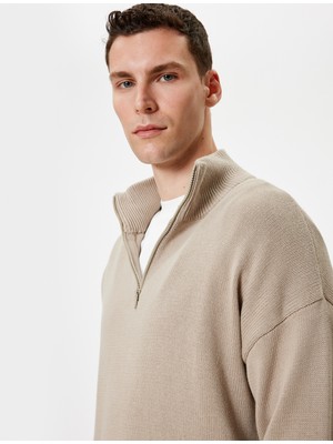 Koton Triko Kazak Yarım Fermuarlı Basic Pamuklu