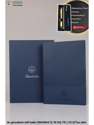DEKOMUS İLE LİSANSLI FENERBAHÇE KUTULU SERT KAPAK DERİ AJANDA "ÖZEL KUTULU COMFORT KALEM HEDİYELİ"