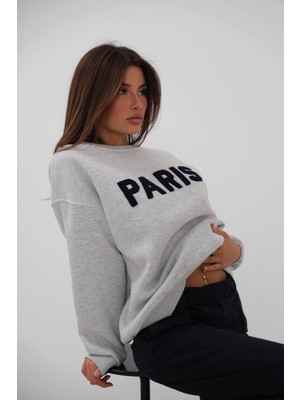 Black Fashion Sıfır Yaka Şardonlu Sweatshirt L