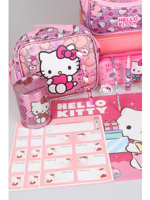 Hello Kitty Tek Bölmeli Küçük Boy 32 cm Hello Kıtty Anaokul,beslenme ve Kalem Çantası Ile Beslenme Kabı,matara Kırtasiye Okul Seti