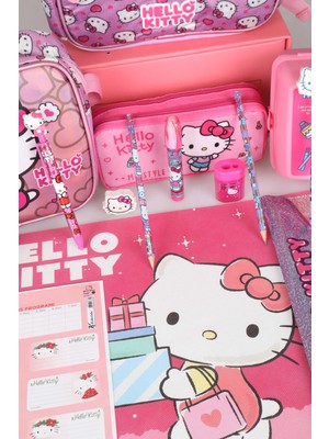 Hello Kitty Tek Bölmeli Küçük Boy 32 cm Hello Kıtty Anaokul,beslenme ve Kalem Çantası Ile Beslenme Kabı,matara Kırtasiye Okul Seti