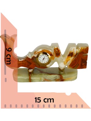"oniks Doğal Taş Love Şeklinde Masa Saati - Aşk Dolu Tasarımıyla Anlamlı Hediye"