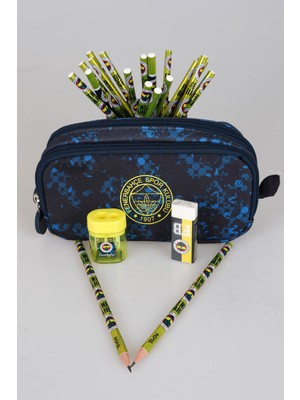 LİSANSLI FENERBAHÇE KALEM ÇANTASI,2'Lİ KURŞUN KALEM,SİLGİ VE ÇİFT BIÇAKLI KALEMTRAŞ SETİ