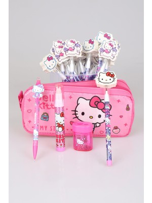 Hello Kitty Dekomus Ile Yeni Sezon Lisanslı Hello Kıtty Kırtasiye Seti Kalem Çantası,uçlu Kalem,kalemtraş,silgi Tepeli Geçmeli Kurşun Kalem ve Roket Silgi Seti