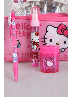 Hello Kitty Dekomus Ile Yeni Sezon Lisanslı Hello Kıtty Kırtasiye Seti Kalem Çantası,uçlu Kalem,kalemtraş,silgi Tepeli Geçmeli Kurşun Kalem ve Roket Silgi Seti