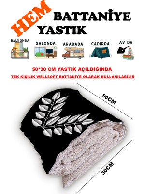 Caisya Yaprak Motif Desen Baskılı Tv Battaniyeli Opsiyonel Dekoratif Yastık Battaniye 2in1 Gifts