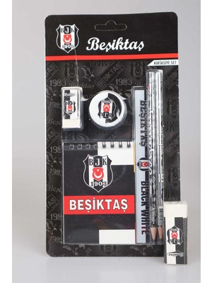 Beşiktaş Yeni Sezon Lisanslı Beşiktaş 7'li Kırtasiye Seti Not Defteri,cetvel,forma Tasarım Silgi,kalemtraş,2 Adet Kurşun Kalem