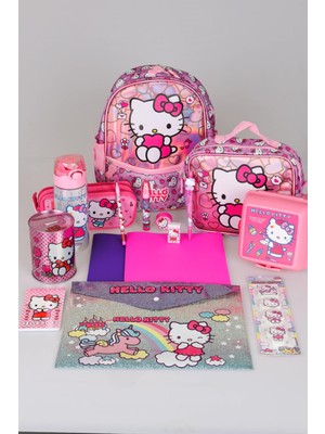 Hello Kitty Yeni Sezon Lisanslı Hello Kıtty Anaokul,beslenme ve Kalem Çantası Ile Beslenme Kabı,matara Kırtasiye Okul Seti