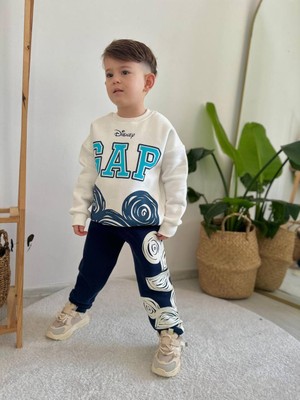 Sacro Kids  Disney Gap Desenli Eşofman-Sweatshirt 3 Iplik Kışlık Şardonlu Erkek Çocuk Takım