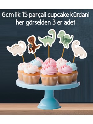 Hiras Dizayn 32 Parça Dinozor Temalı Dev Set Çocuk Kutlama Doğum Günü Süsü Banner Pasta Kürdanı Cupcake