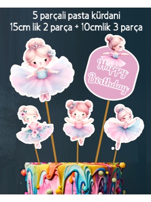 Hiras Dizayn 32 Parça Sevimli Balerin Dev Set Doğum Günü Süsü Banner Pasta Kürdanı Cupcake Süsü