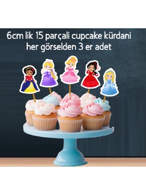 Hiras Dizayn 32PARÇA Masal Prensesleri Dev Doğum Günü Süsü Banner Pasta Kürdanı Cupcake Süsü Seti