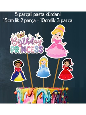 Hiras Dizayn 32PARÇA Masal Prensesleri Dev Doğum Günü Süsü Banner Pasta Kürdanı Cupcake Süsü Seti