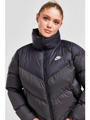 Nike Therma-Fit Windpuffer Grid Siyah Bol Kesim Kadın Spor Mont