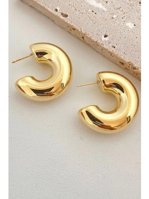 Kadın Bombeli 3cm Halka Görünümlü Küpe ZRK00590