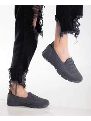 Afilli Afilli kadın Füme Koyu Gri Günlük Spor Bağcıksız Rahat Hafif Memory Anne Yürüyüş Ayakkabı