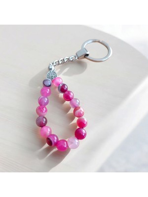 Mga Doğaltaş Pembe Akik Anahtarlık Doğal Taş Anahtarlık Tesbih Anahtarlık Doğal Taş Tesbih Hediyelik Ürünler