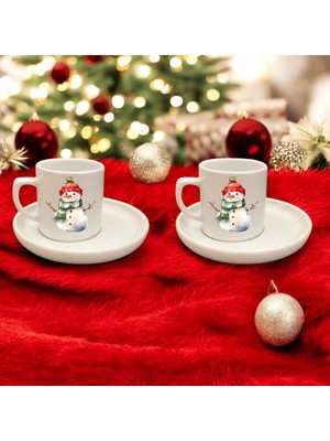 D&Y Gaudery Ikili Sevimli Kardam Adam Figürlü Türk Kahvesi Fincanı, Yılbaşı Hediyesi Ikili Kahve Fincanı