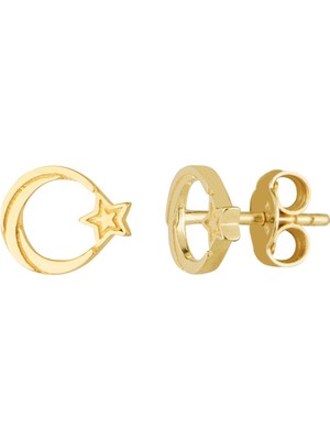 goldkupe 14 Ayar Altın Ay Yıldız Küpe 0,94 gr