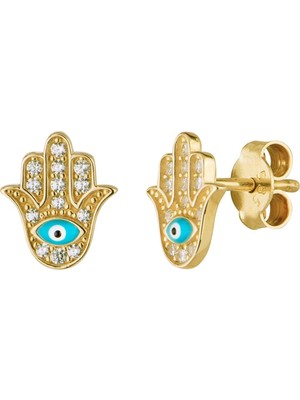 goldkupe 14 Ayar Taşlı Fatma Ana Eli Altın Küpe 1,29 gr