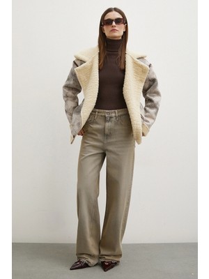 Yüksek Bel Wide Leg Jean Taş