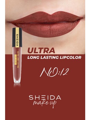 Sheida Long Lasting Uzun Süre Kalıcı Mat Likit Ruj - Yoğun Pigment & E Vitaminli Formül  No:12