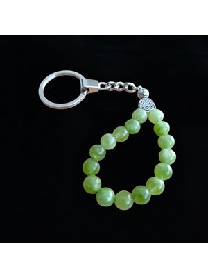 Mga Doğaltaş Peridot Zebercet Taşı Tesbih Anahtarlık - Zeytin Anahtarlık- Doğal Taş Anahtarlık - Tesbih Anahtarlık Sertifikalı Orijinal Doğal Taş Tesbih