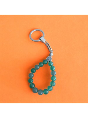 Mga Doğaltaş Yeşil Akik Tesbih Anahtarlık - Doğal Taş Anahtarlık - Tesbih Anahtarlık - Sertifikalı Orijinal Doğal Taş Tesbih